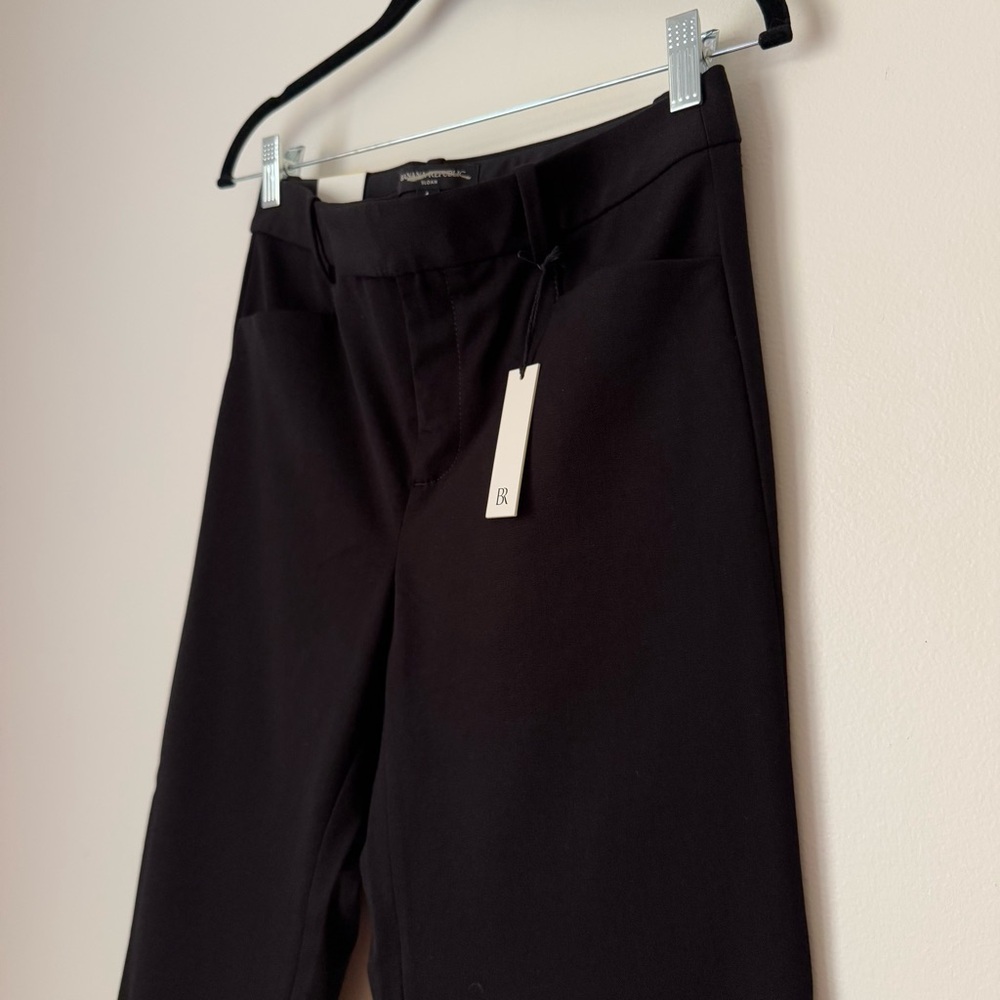 NWT Banana Republic Sloan Black Straight Fit Pants, size 4 Petite - Picture 7 of 13